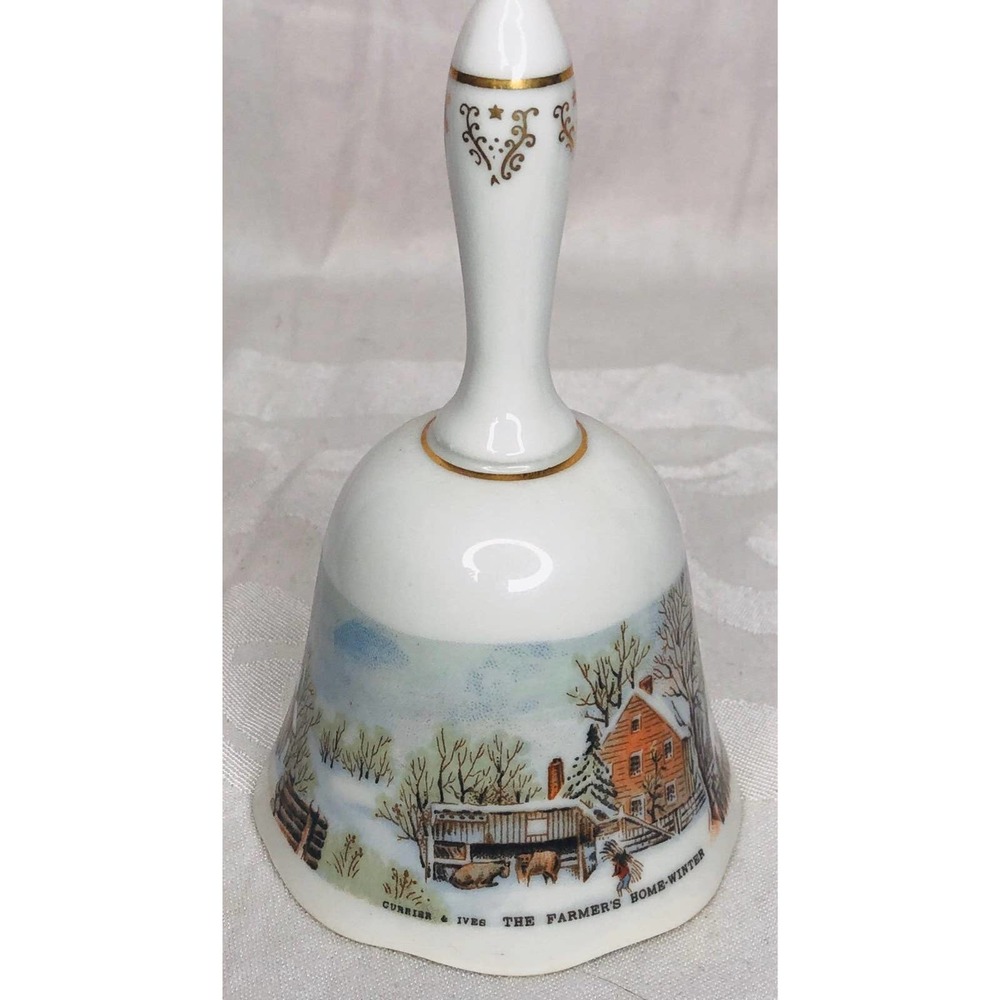 Vintage bell Currier and Ives porcelain